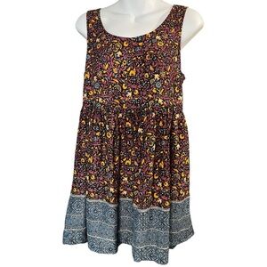 Ecote Urban Outfitters Jewel Tone Key Hole Back Floral Dress
